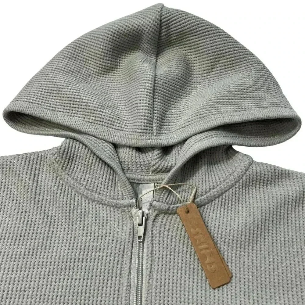 SKIMS Waffle Knit Zip Up Hoodie Talc XXS